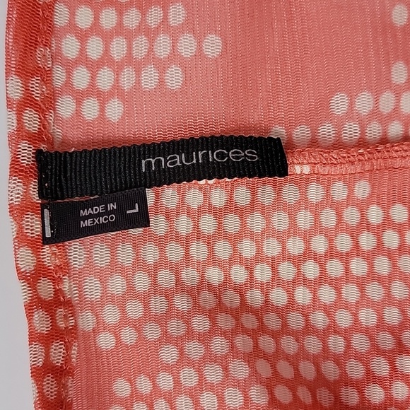 Maurices Coral Polka Dot Bat Wing Butterfly Sleeve Blouse/  L. - Picture 5 of 6